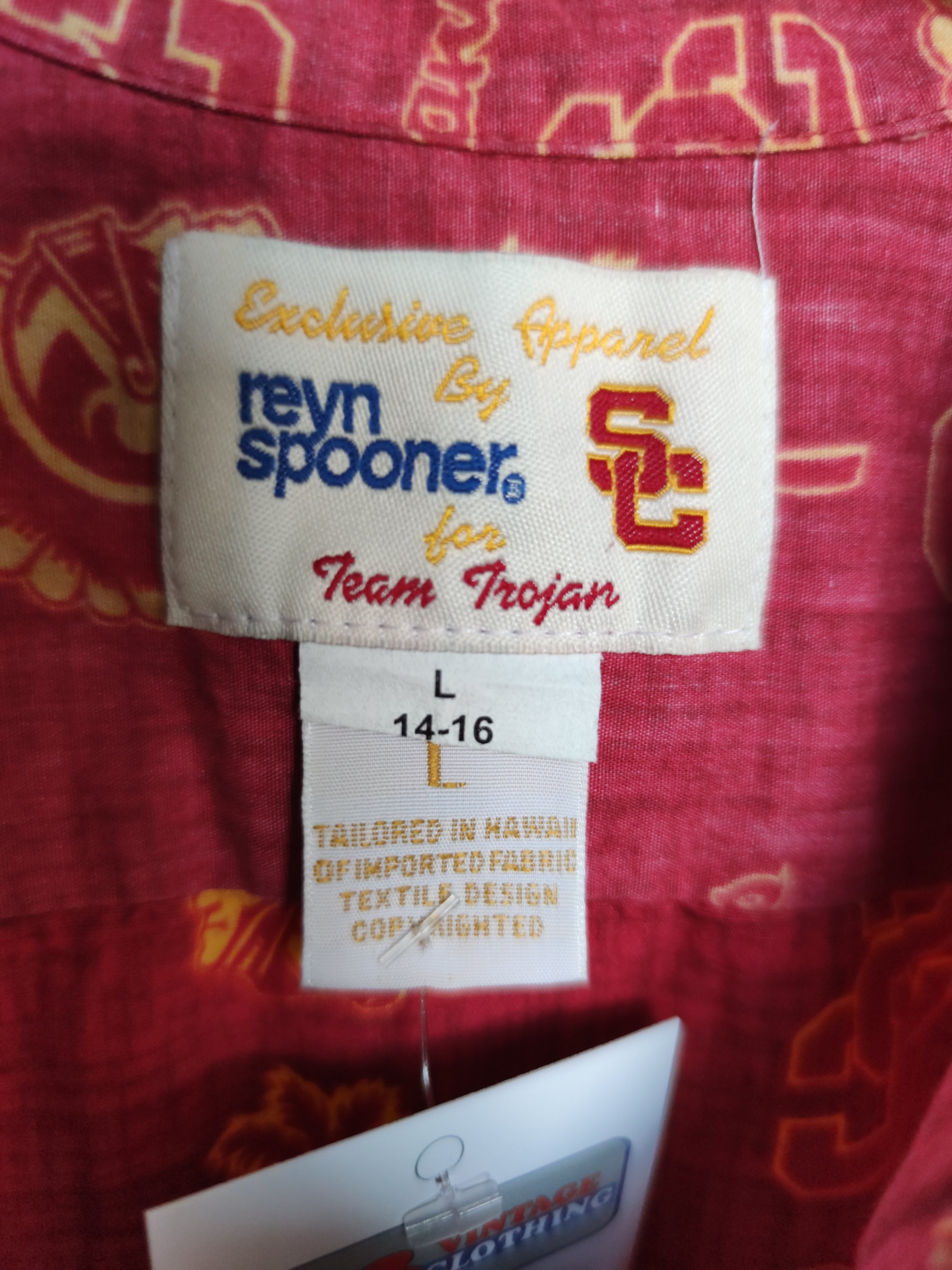 Vintage USC TROJANS NCAA Reyn Spooner Cotton Hawaiian Shirt YL