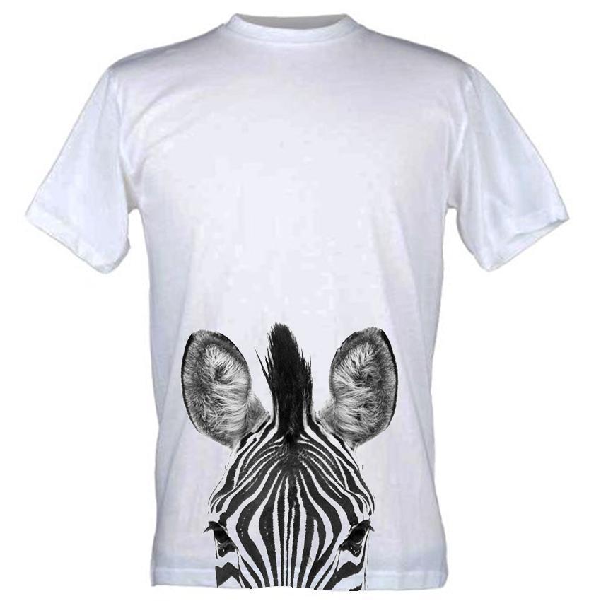 T-Shirt Black and White Zebra Peek