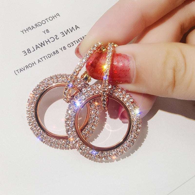 Gold Plated Aretes Elegant Diamond Drop  Earring