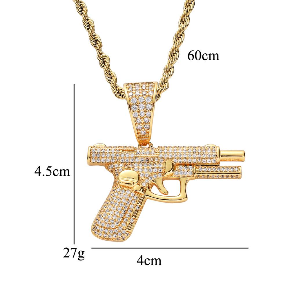 Trendy Hip Hop Men Gold Silver Iced Out Gun