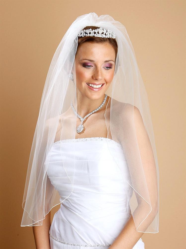 One Layer Bridal Veil with Pencil Edging
