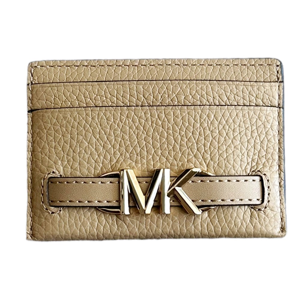 Michael Kors Reed Large Card Holder Wallet MK Signature Logo Camel Leather