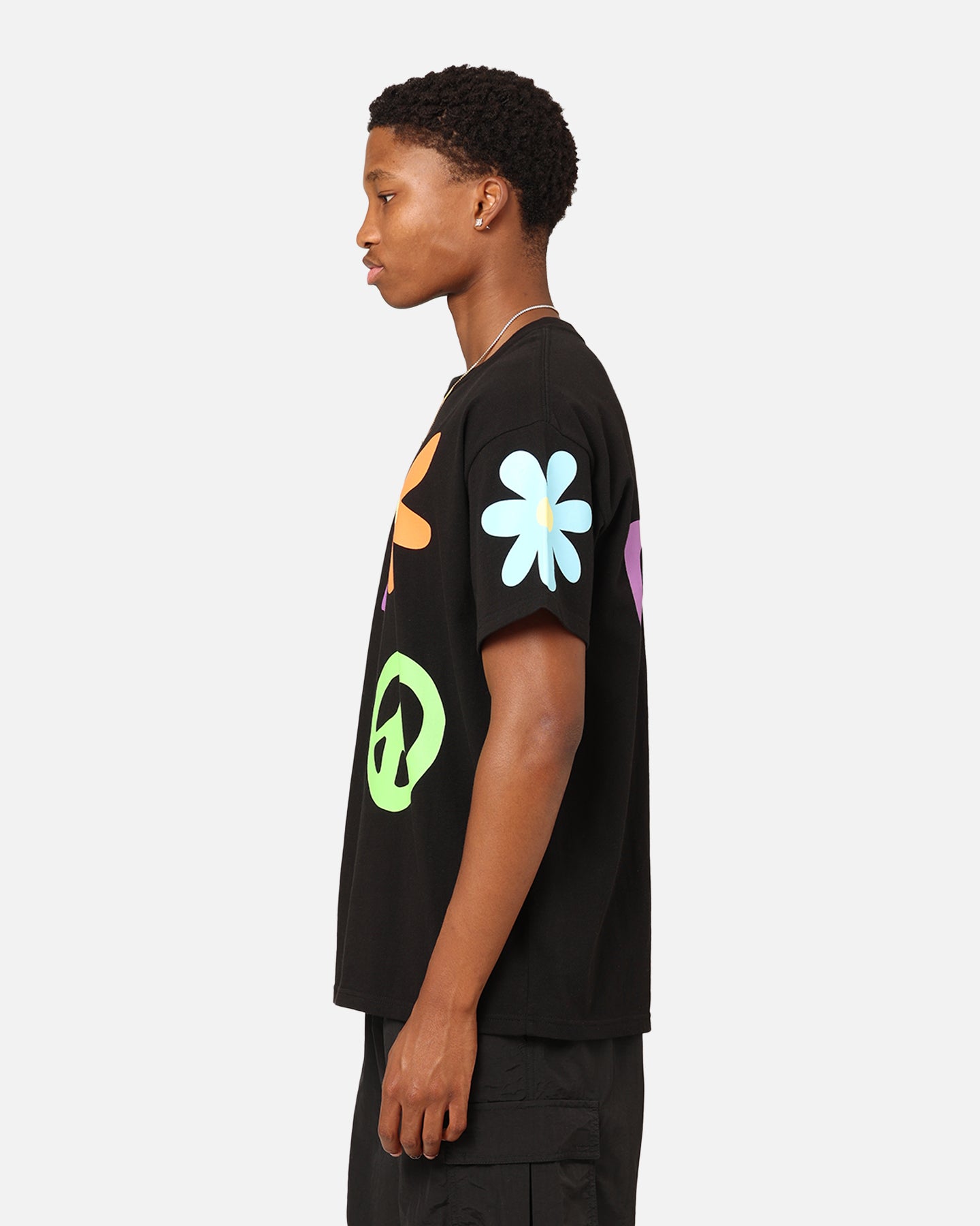 X-Large Flower And Peace T-Shirt Black