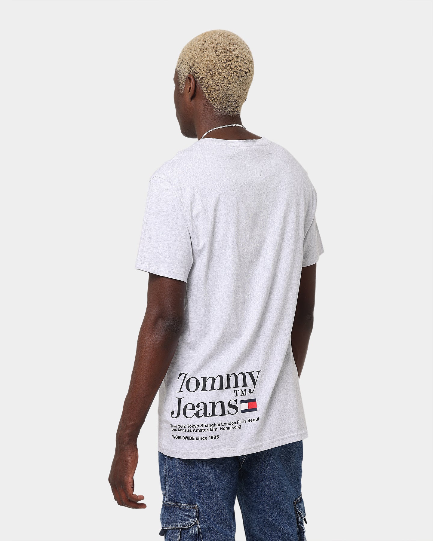 Tommy Jeans TJM Tommy Text T-Shirt Silver Grey Heather