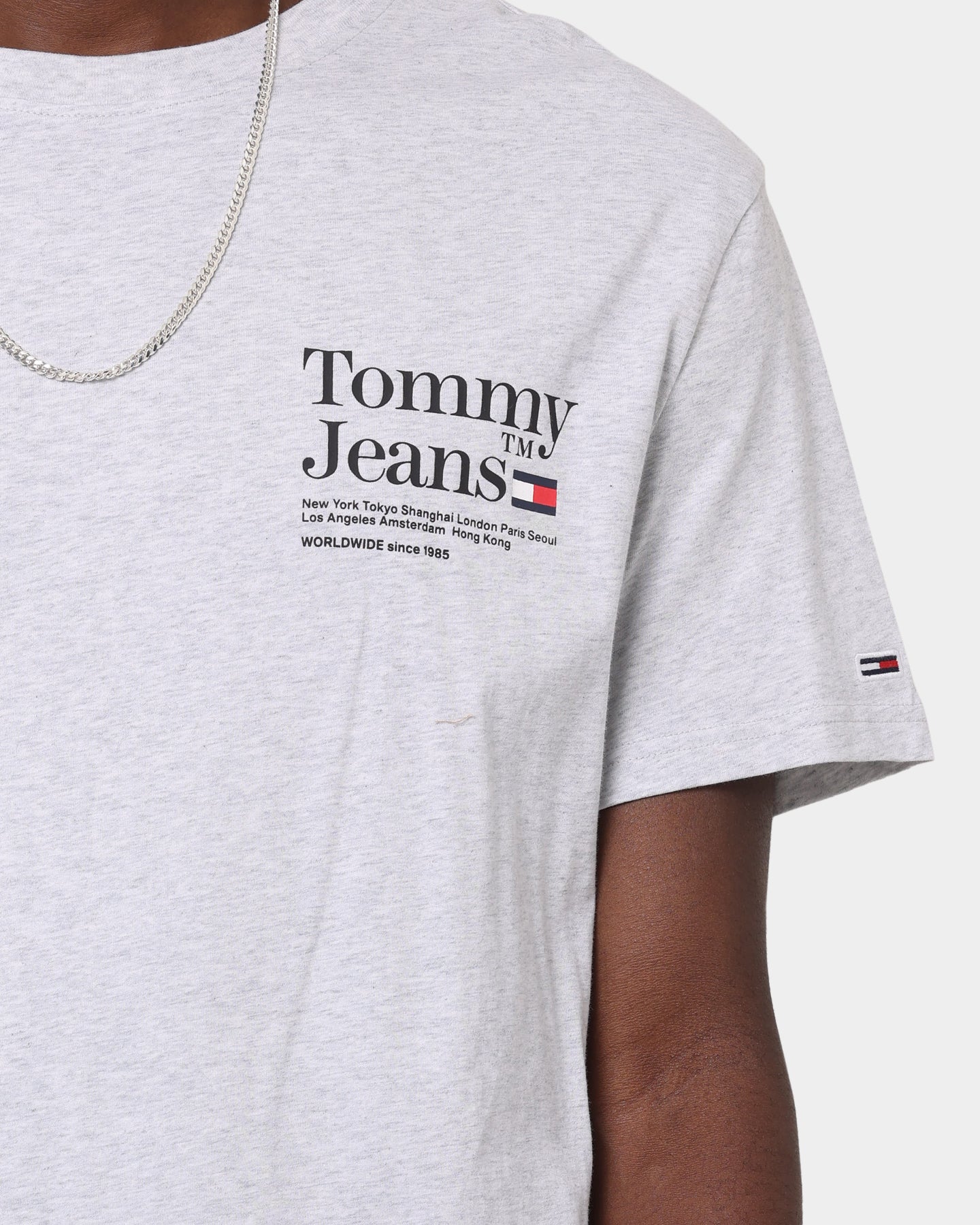 Tommy Jeans TJM Tommy Text T-Shirt Silver Grey Heather