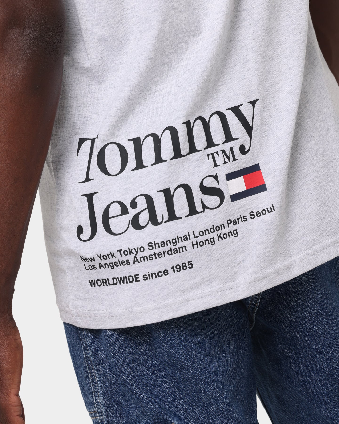 Tommy Jeans TJM Tommy Text T-Shirt Silver Grey Heather