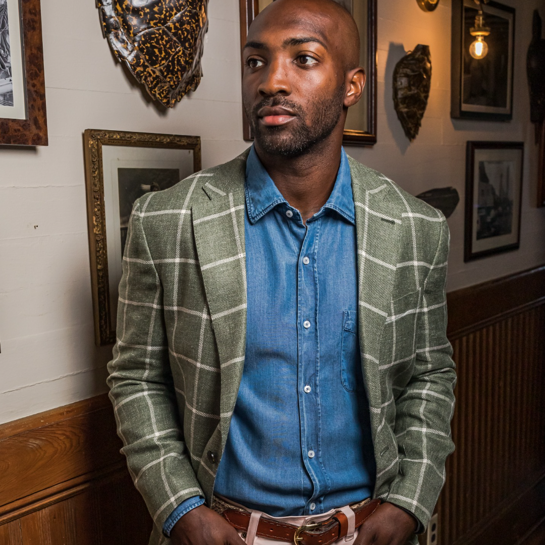 Oil Green Windowpane Sport Coat