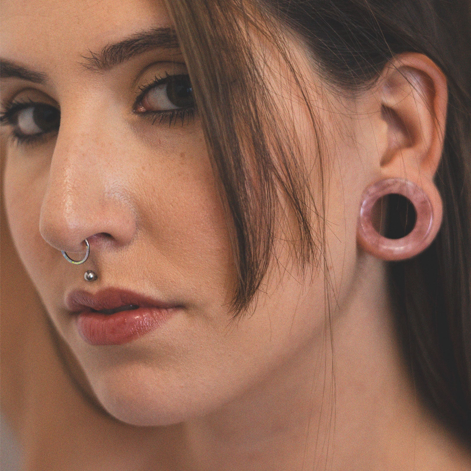 Inlaid Pink & Yellow Synth Opal Titanium Septum Clicker