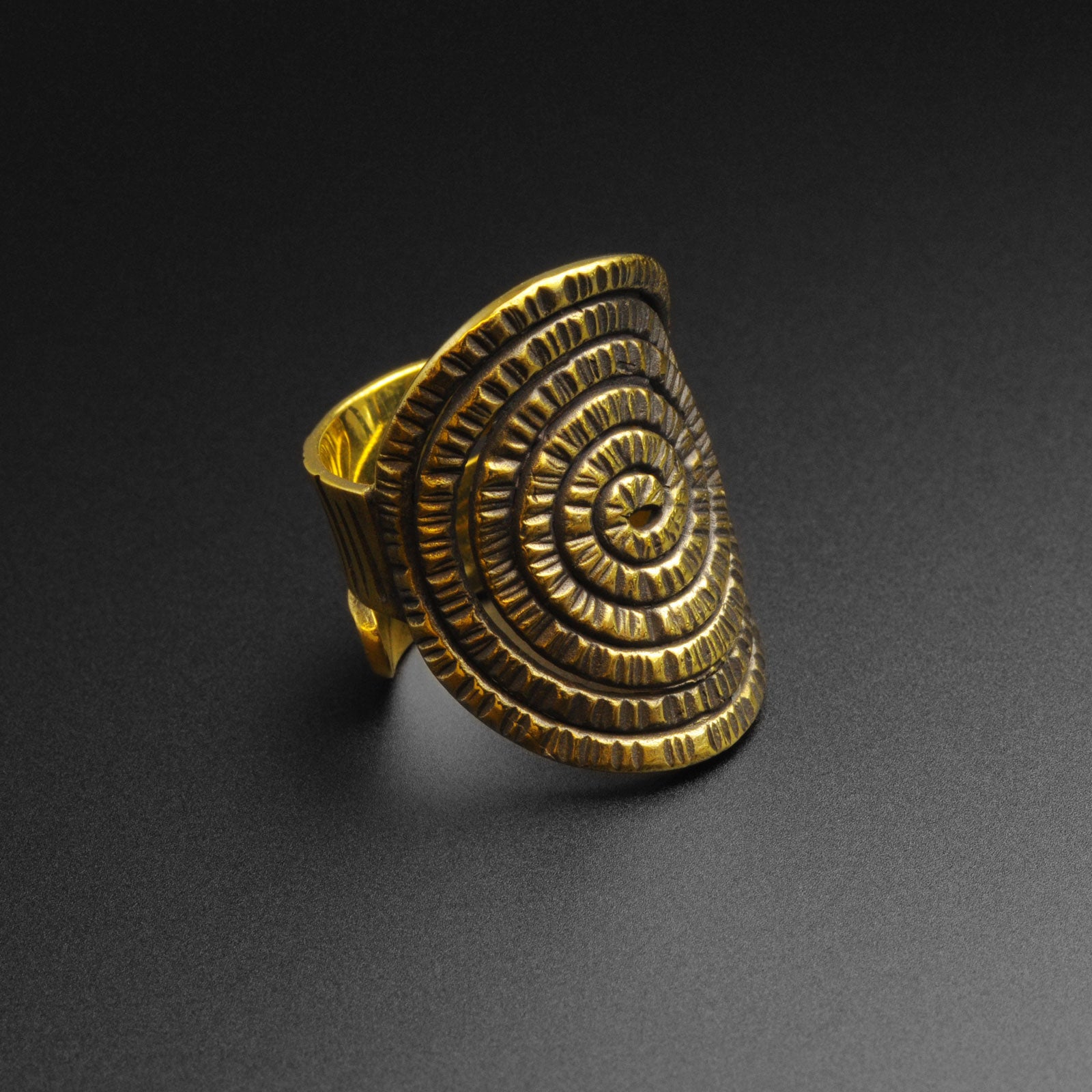 Textured Spiral Brass Ring