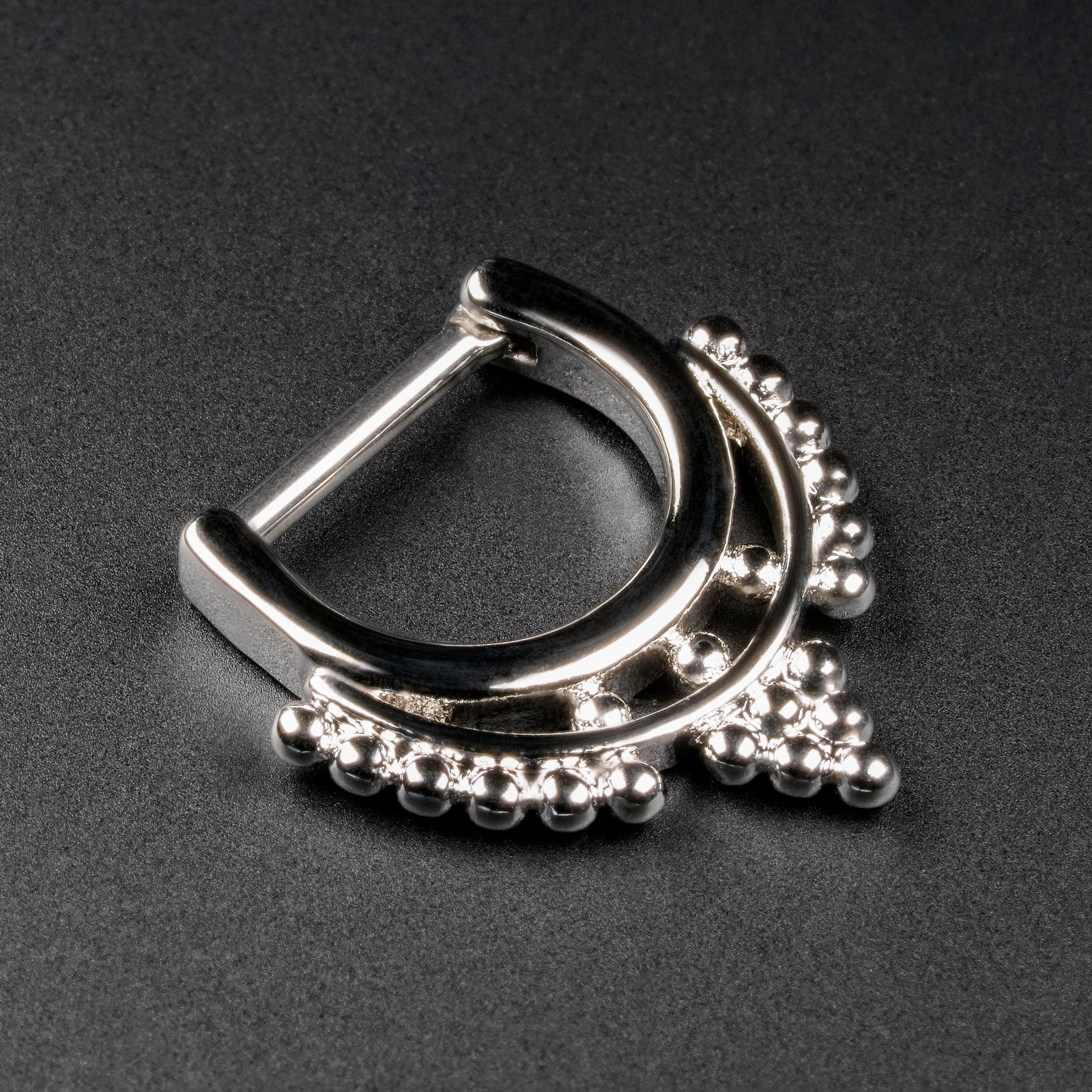 Bejewelled White Gold Plated Brass & Titanium Septum Clicker