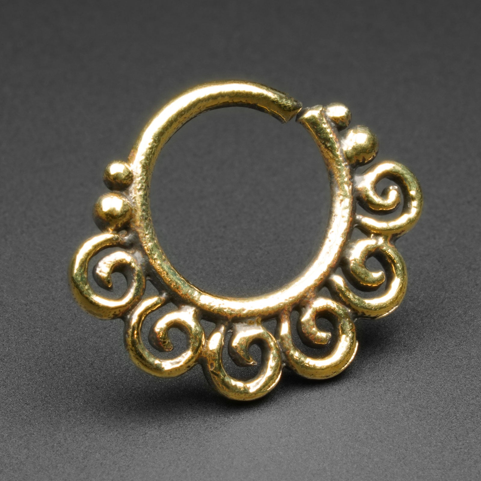 Dots & Spirals Brass Seamless Septum Ring