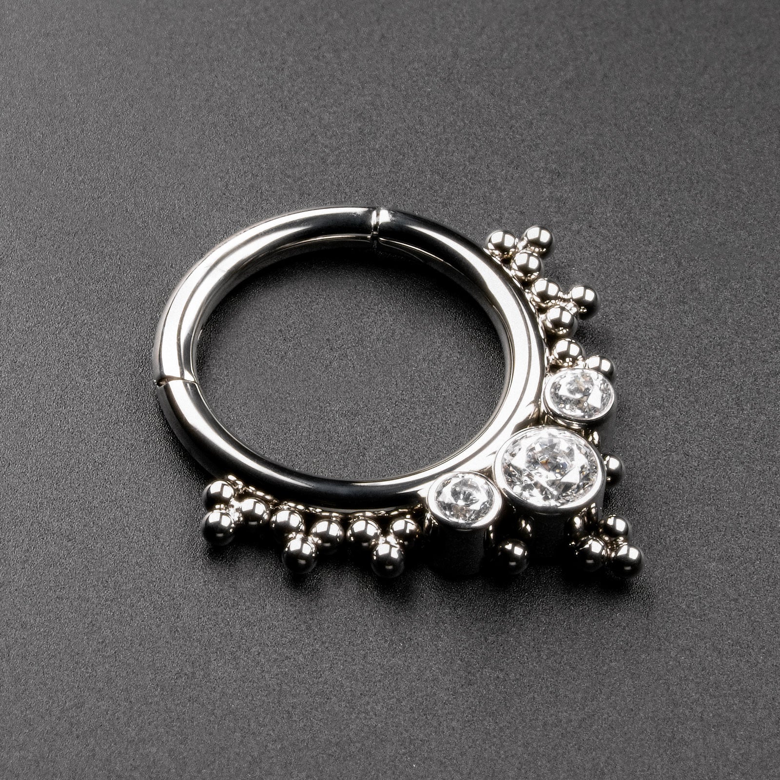 Jewelled Trinity Dot Titanium Septum Clicker Ring