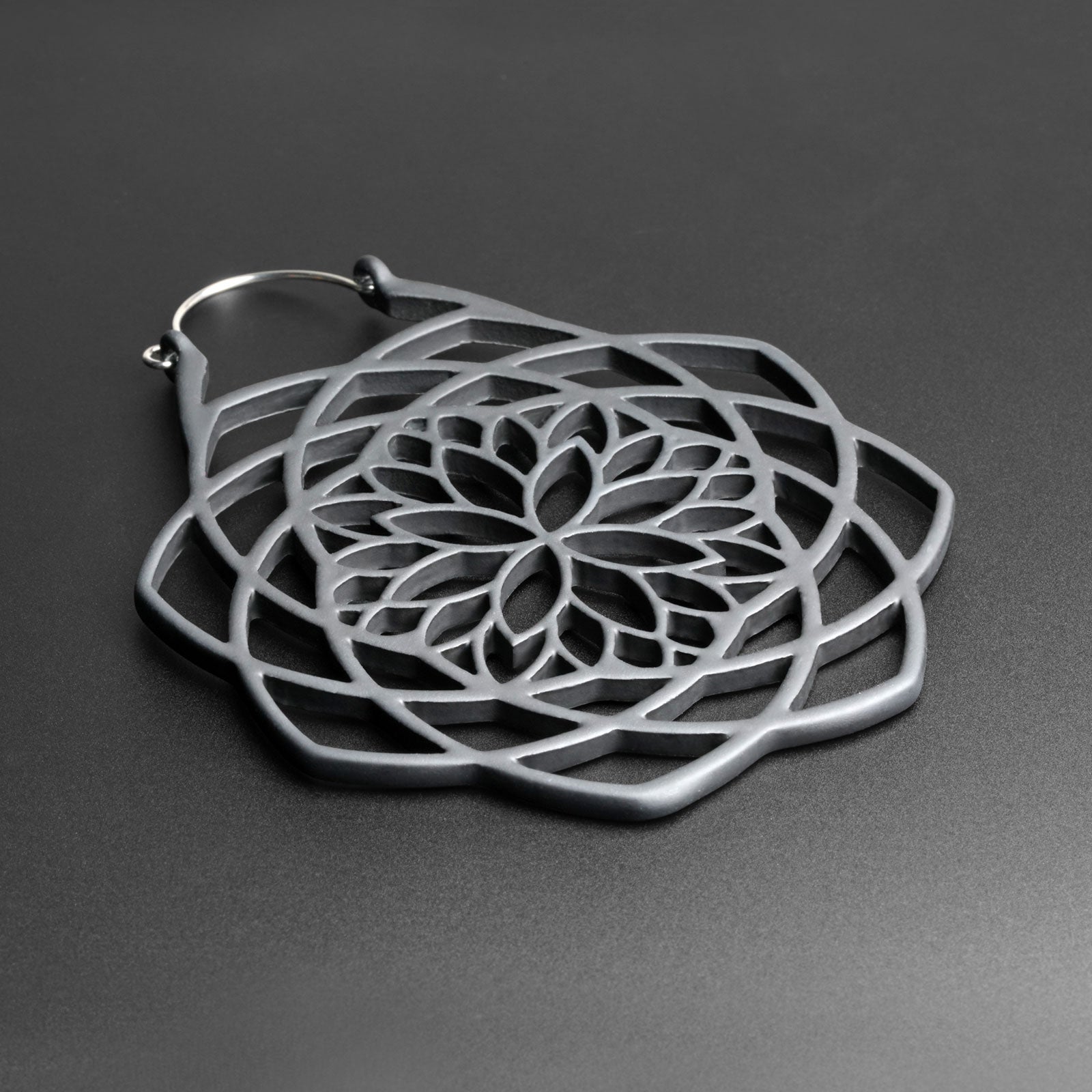 Mandala Black Soft Touch Plug Hoop