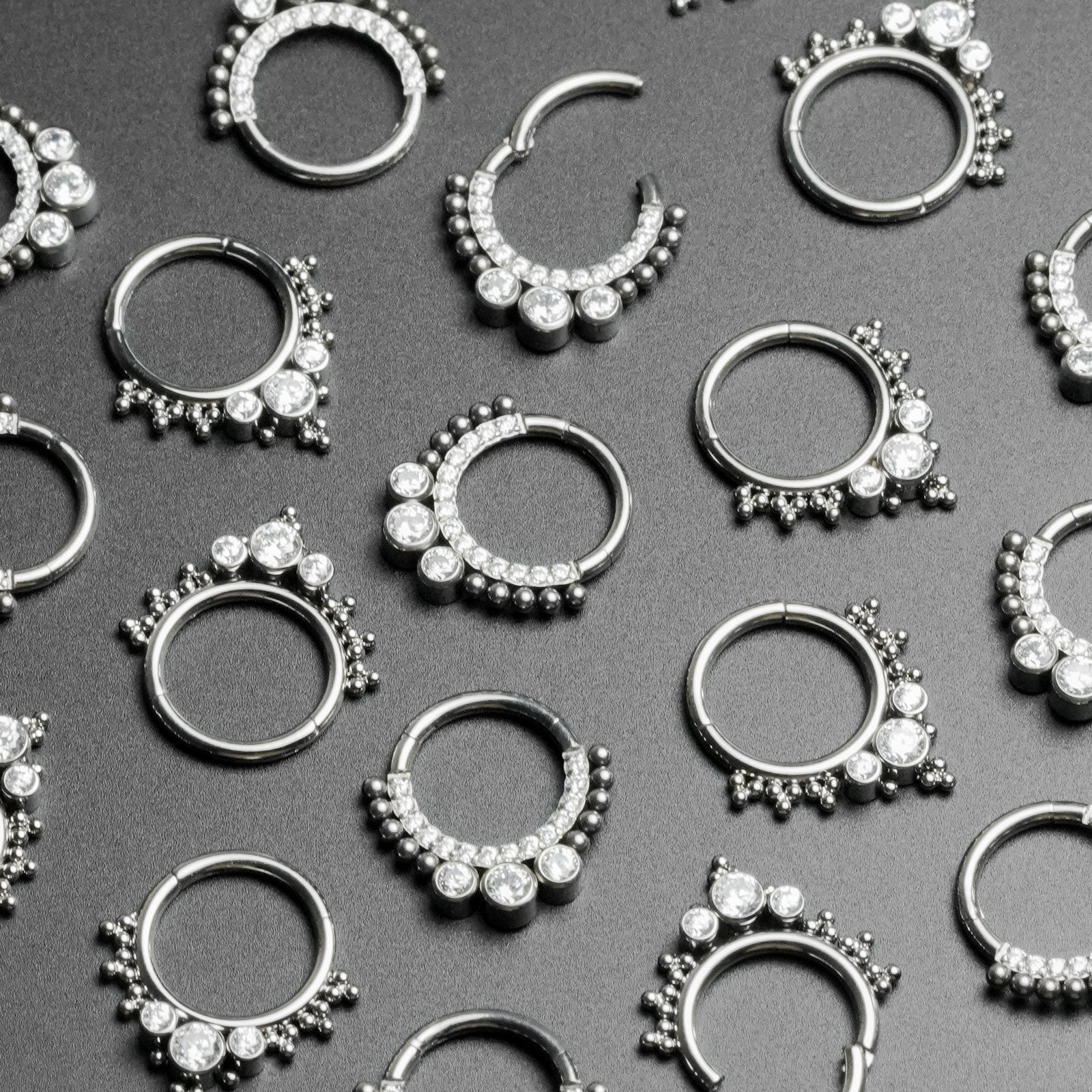 Jewelled Trinity Dot Titanium Septum Clicker Ring