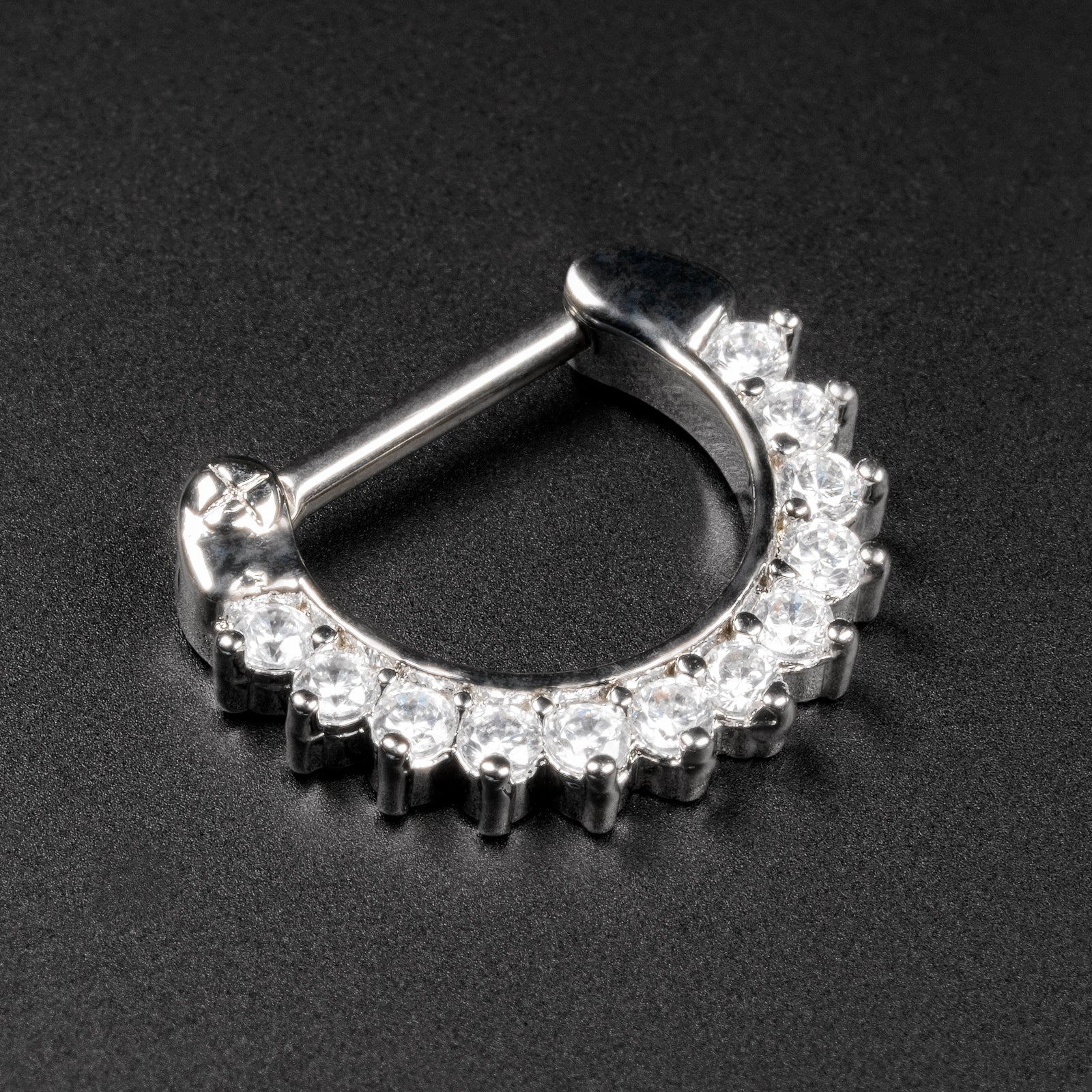 Wing Dot White Gold Plated Brass & Titanium Septum Clicker