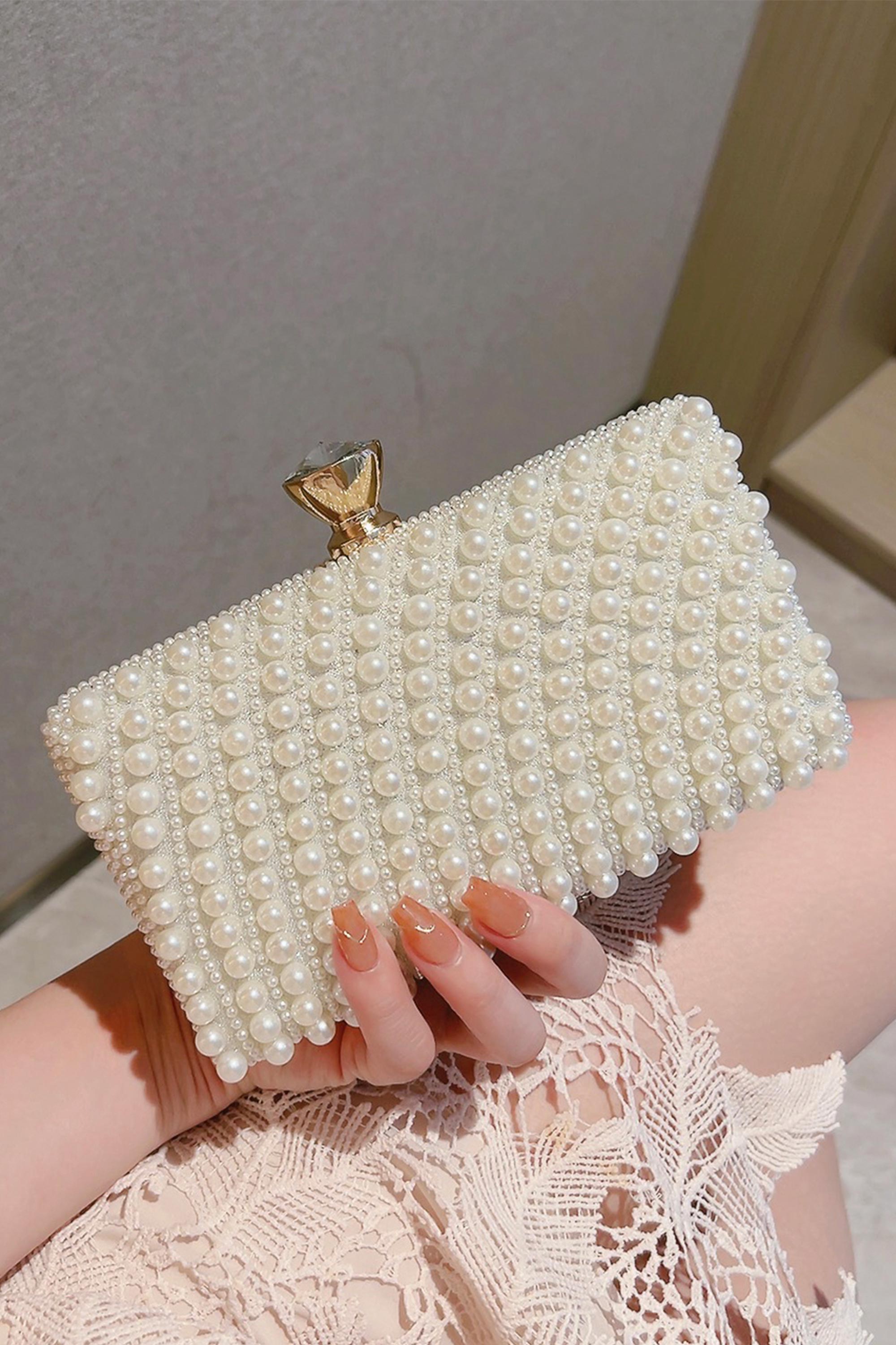 Retro Elegant Pearl Clutch Evening Bag