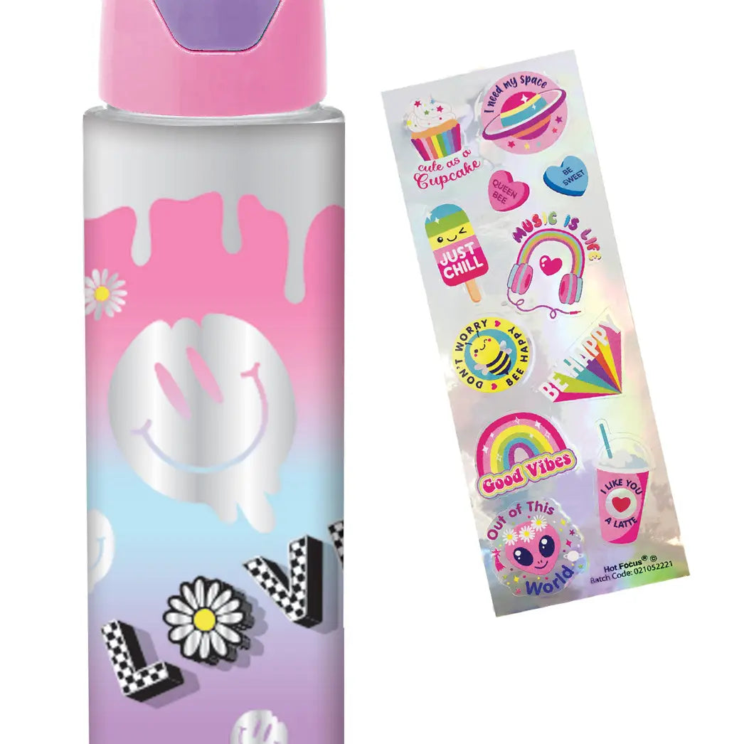 Hot Focus H2O Bottle with Stickers - Cool Vibes