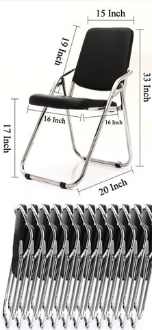 Yi Hai Folding Chair Thick Padded Metal,Black,Set of One