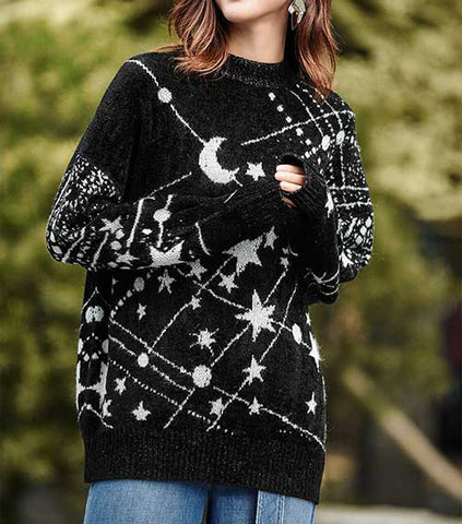 Star jacquard knitted sweater