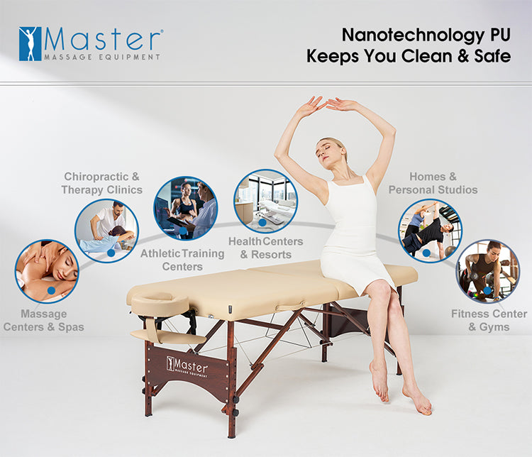 Master Massage 28" Argo Portable Massage Table Package in Black Uphols