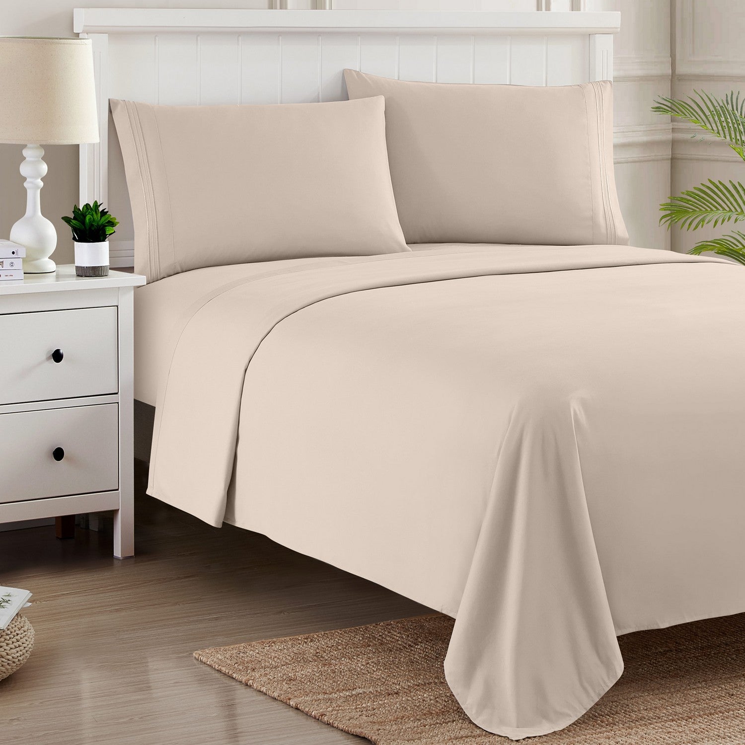 Classic 4-Piece Bed Sheet Set (Beige)