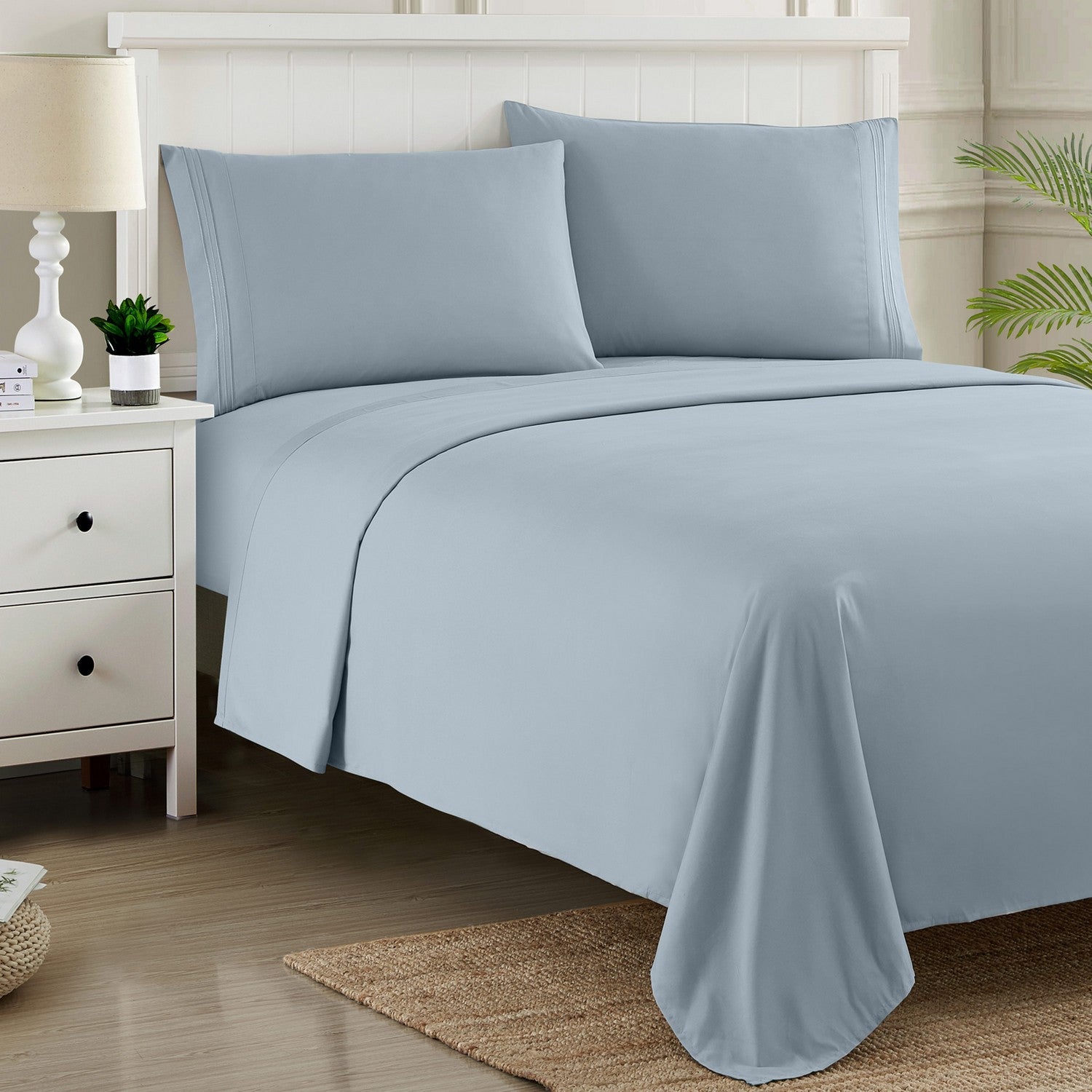 Classic 4-Piece Bed Sheet Set (Misty Blue)