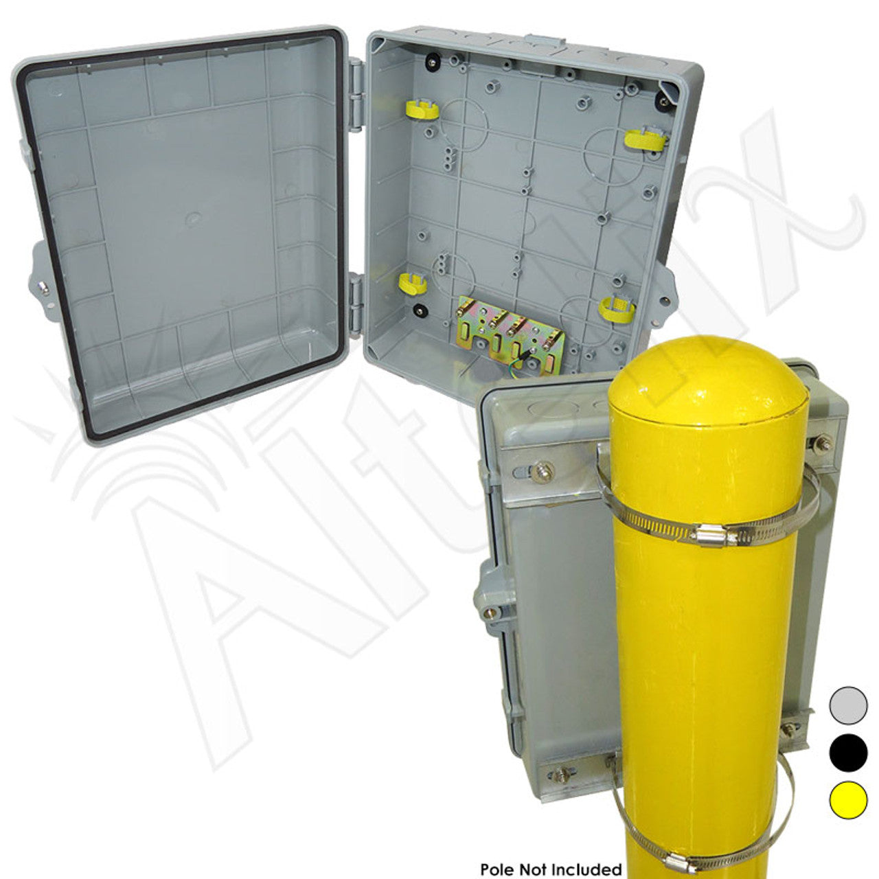 Altelix 14x11x5 PC + ABS Weatherproof Utility Box NEMA Enclosure with Pole Mount Kit