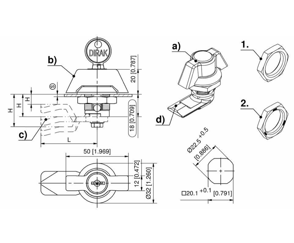 Quarter Turn Padlock Wing Handle