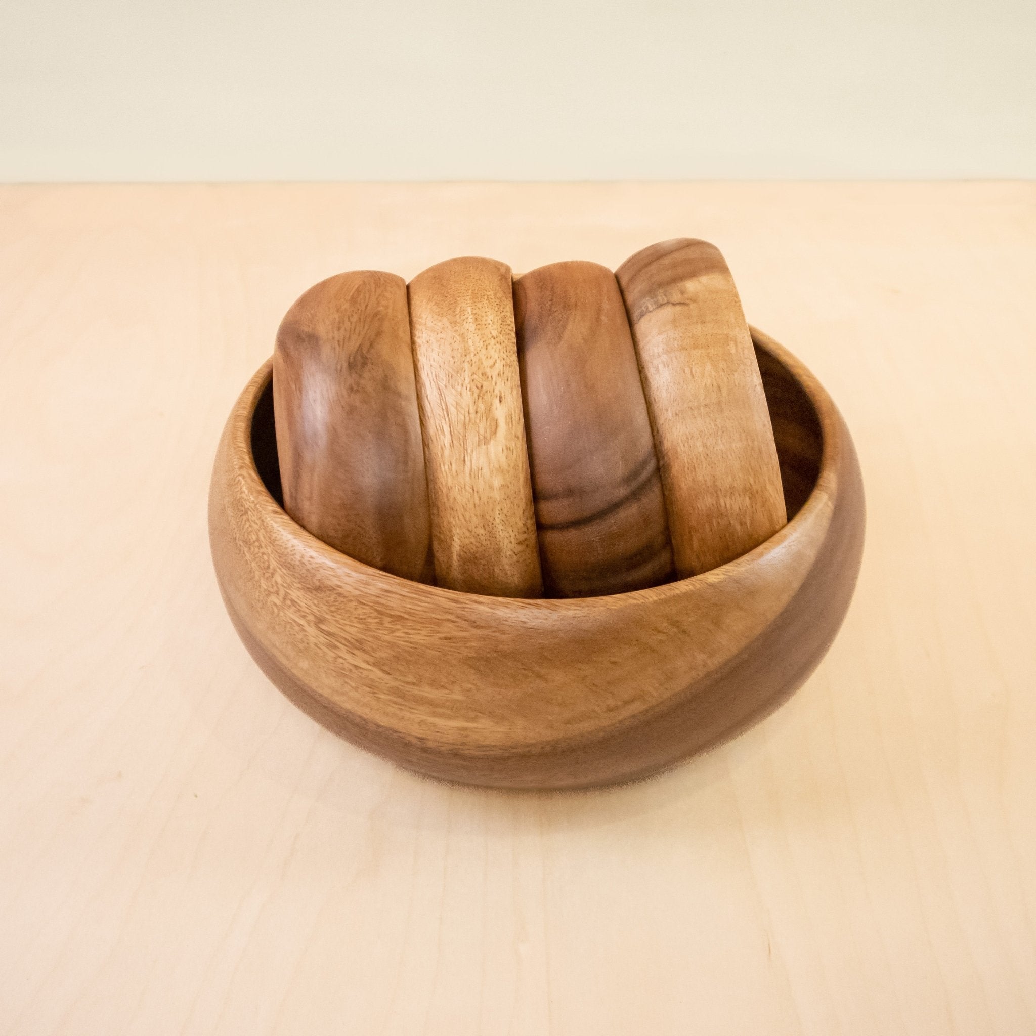 Acacia Calabash Bowls, set of 1 large + 4 small bowls | LIKH?