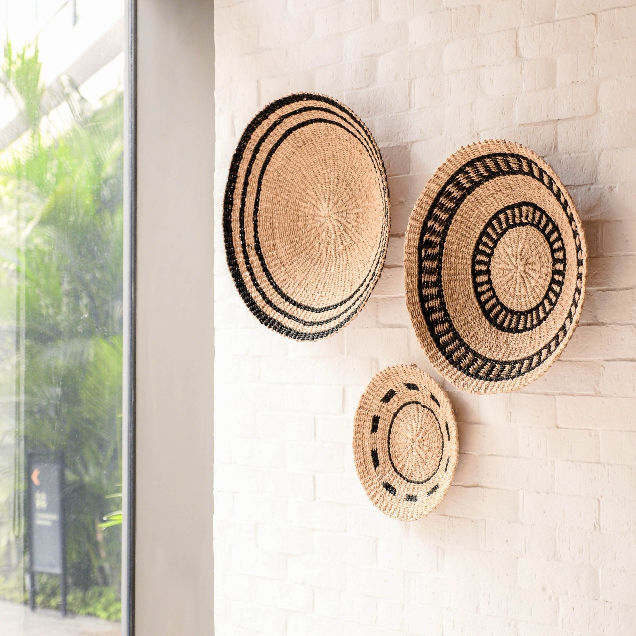 Natural + Black Wall Baskets, Medium - Woven Wall Baskets | LIKH?