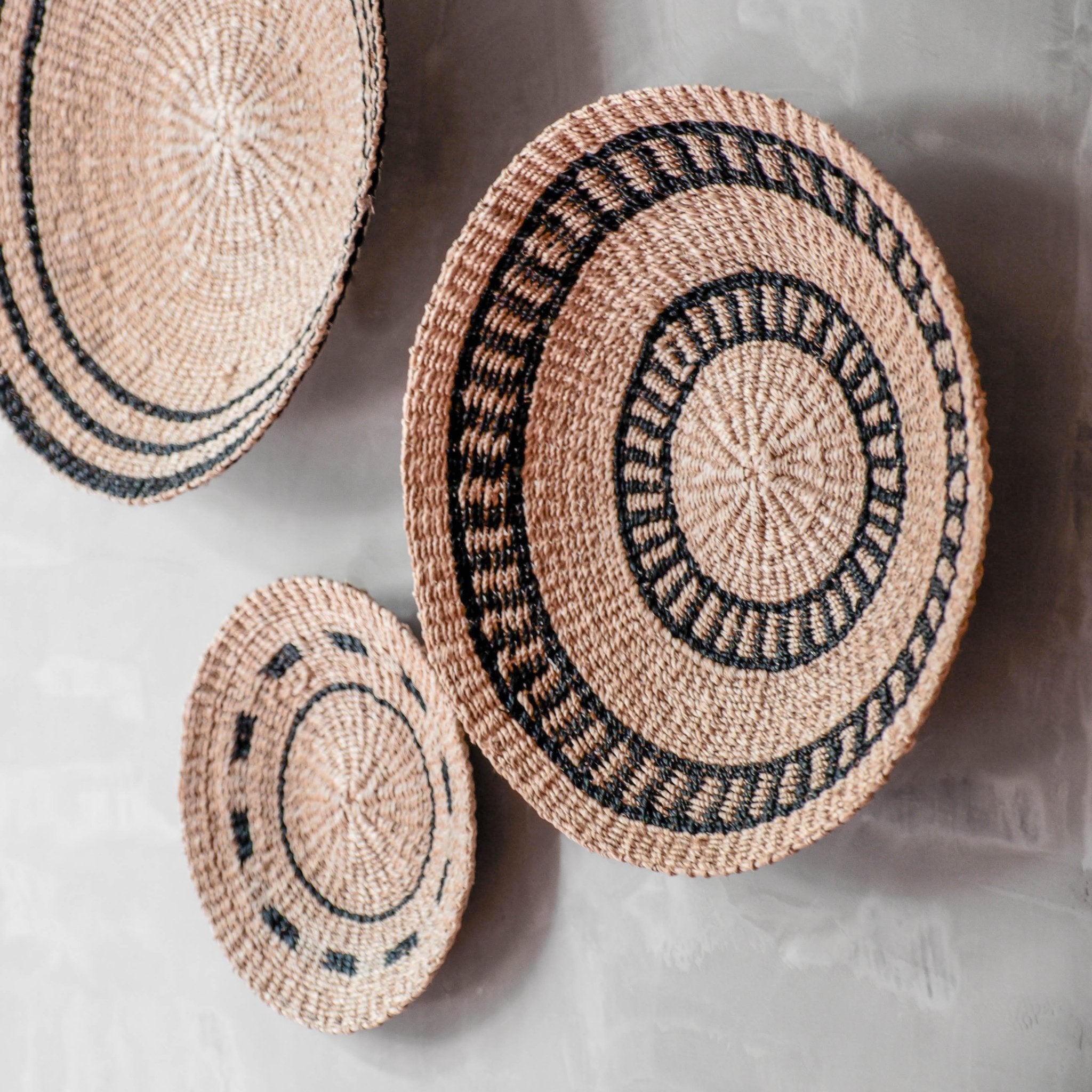 Natural + Black Wall Baskets, Medium - Woven Wall Baskets | LIKH?