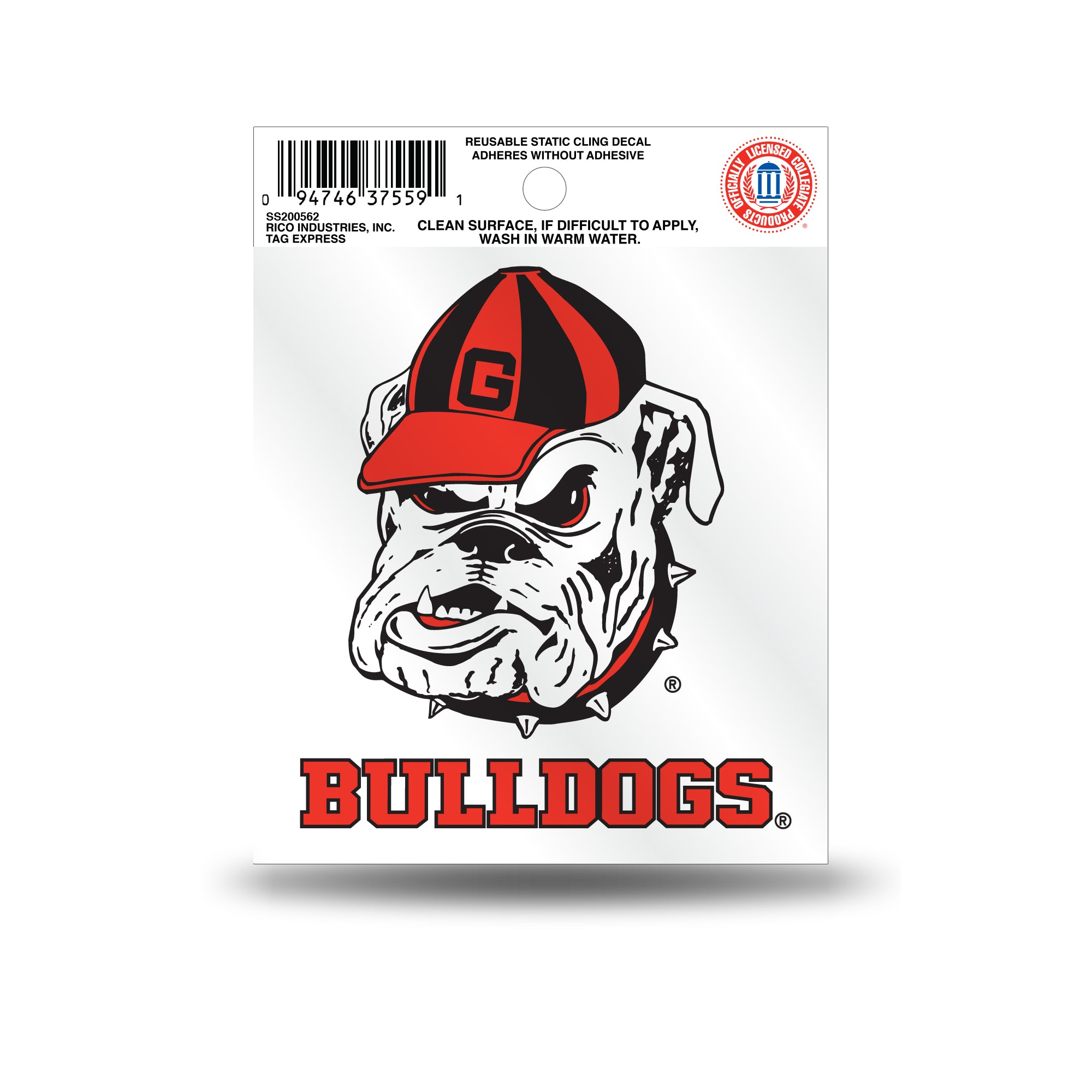 Rico NCAA Georgia Bulldogs Logo Static Cling Auto Decal Car Sticker Small SS