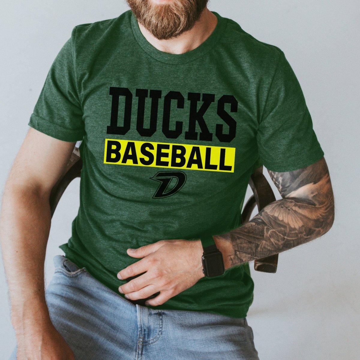 Ducks Baseball Front and Custom Name & Number Tee on Back Tee
