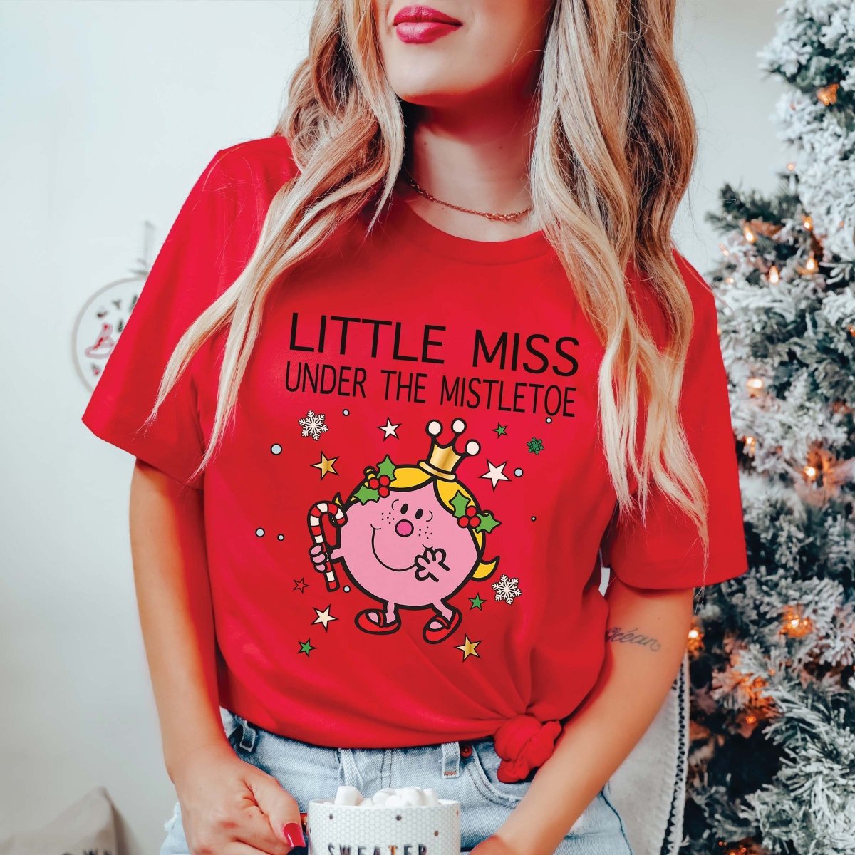 MEDIUM & LARGE Little Miss Under the Mistletoe Tee- Final Sale