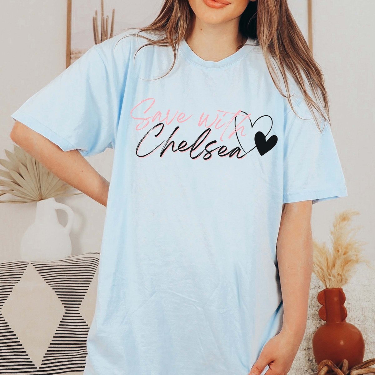 Save With Chelsea Script Tee