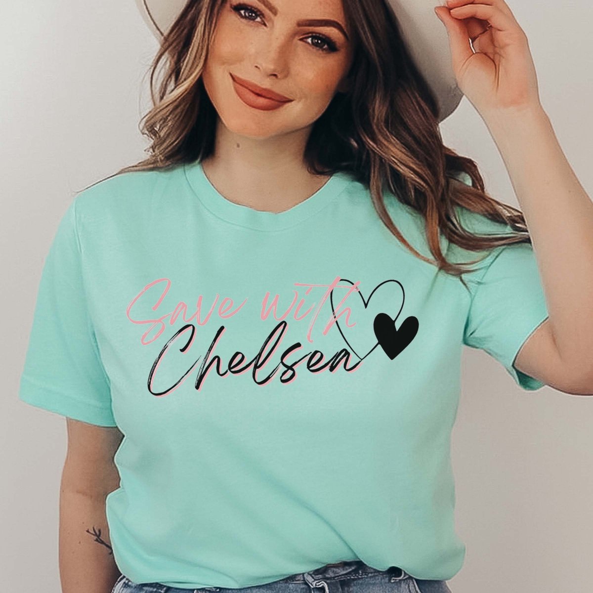 Save With Chelsea Script Tee