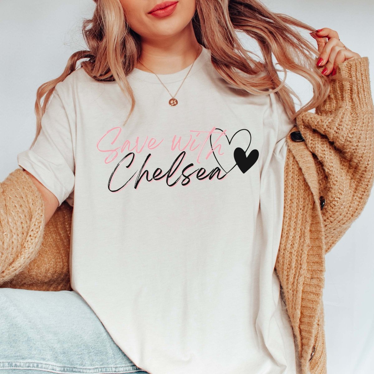 Save With Chelsea Script Tee