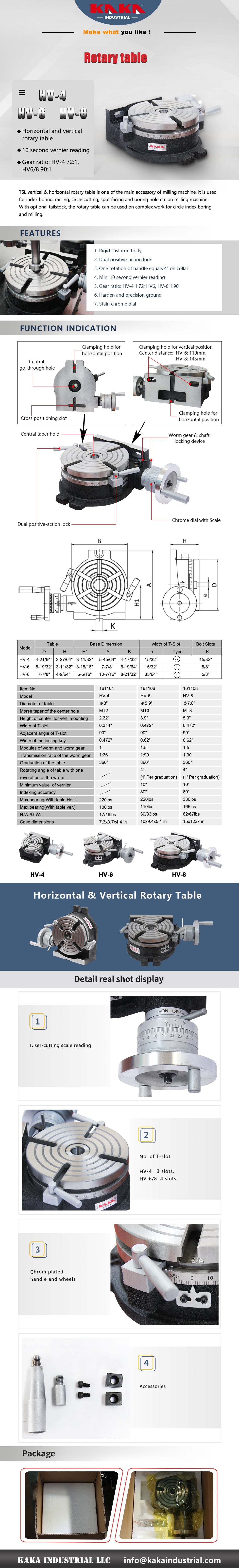 Details description of HV-4 Vertical & Horizontal Rotary Table