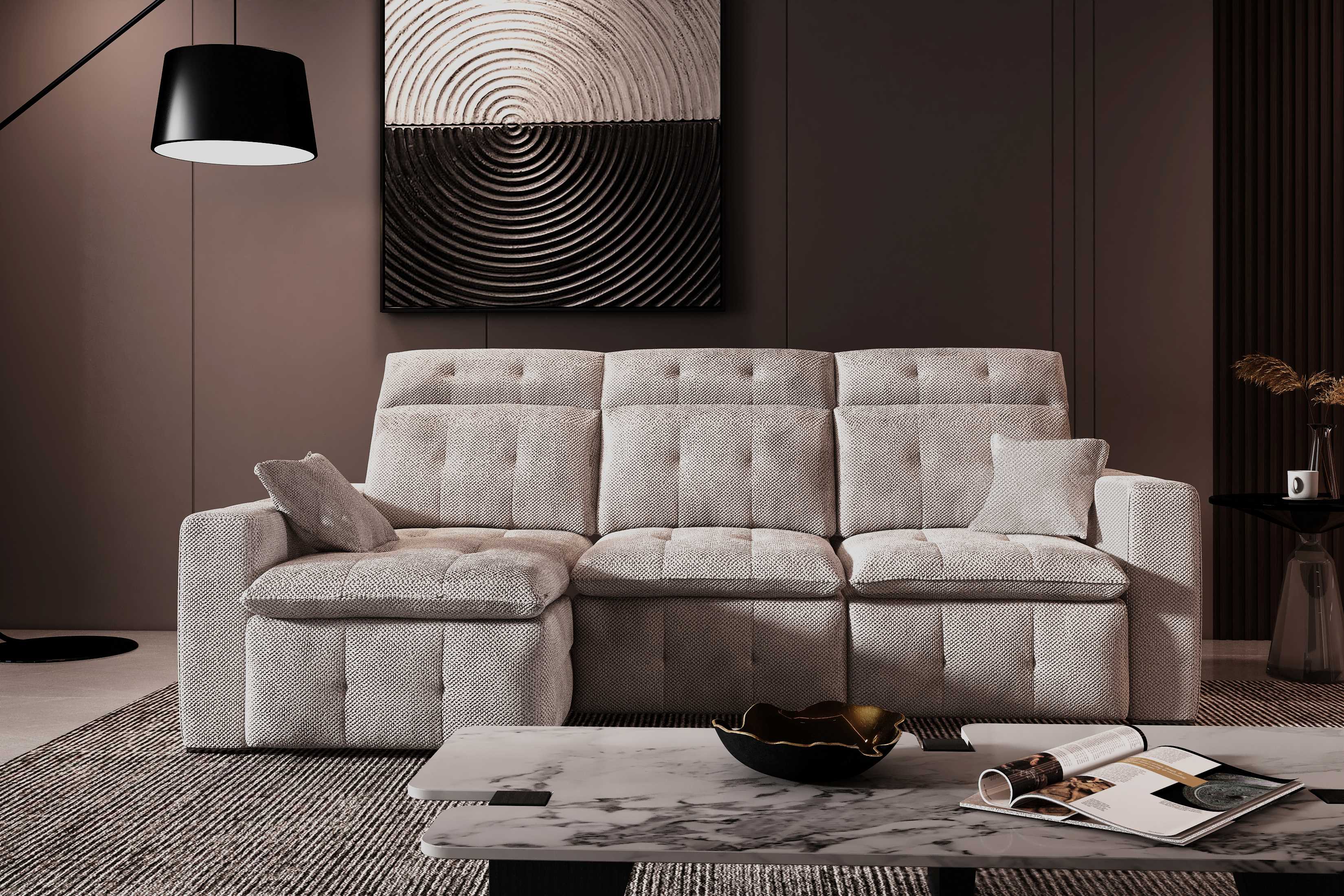 Aldo Sliding Seat Sectional Sofa with Storage