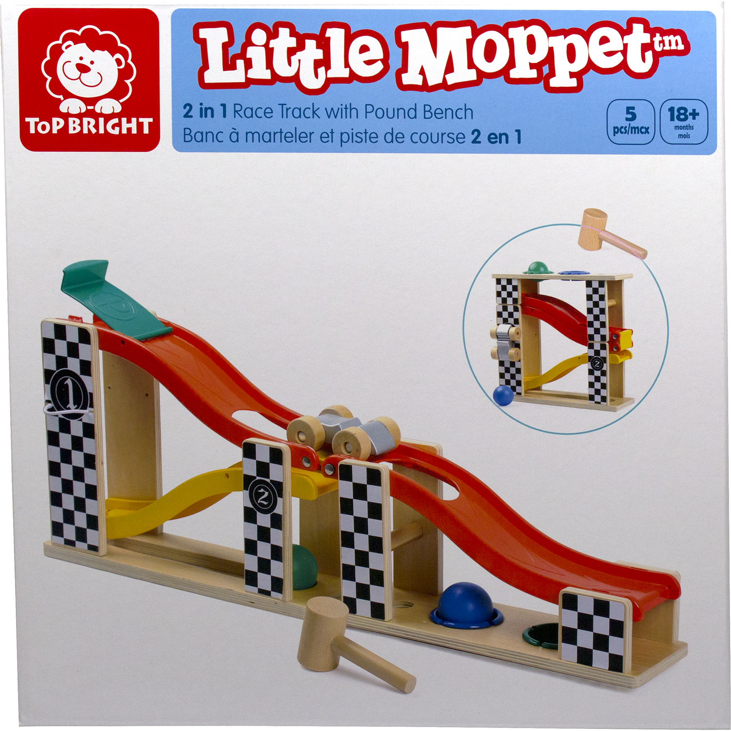 2-in-1 race track w/ pound bench