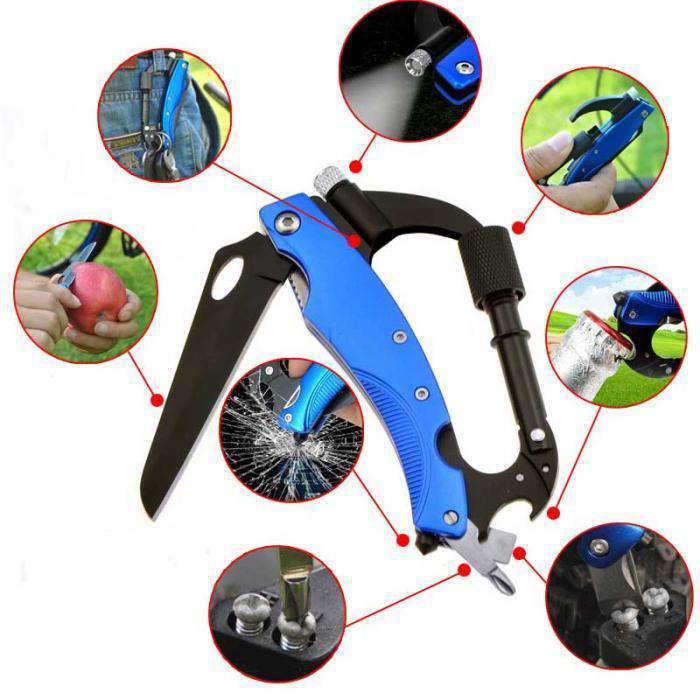 EDC Carabiner Multi-Tool With Glass-Break & LED Mag Light