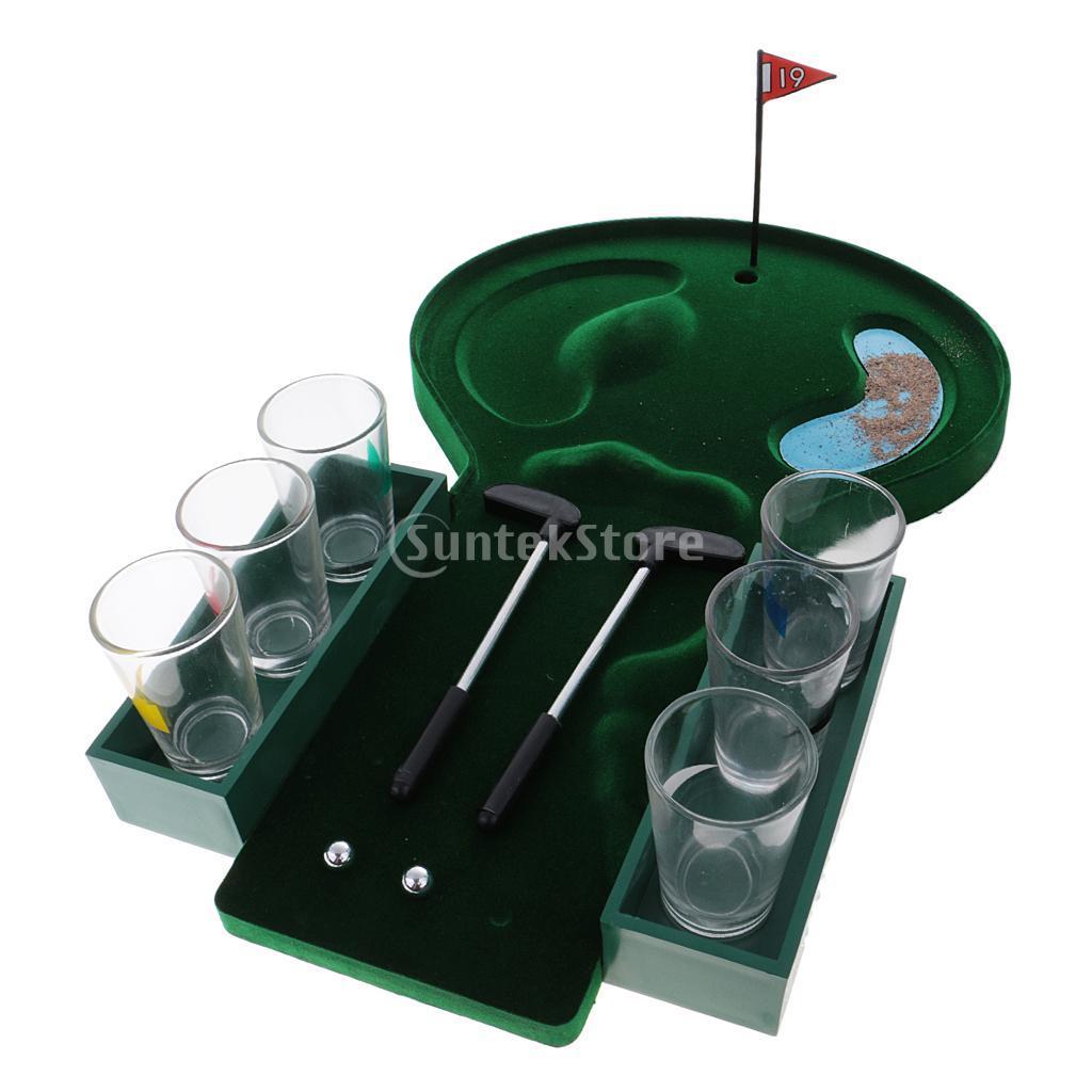 Mini Table Top Golf Drinking Game Set with Shot Glasses