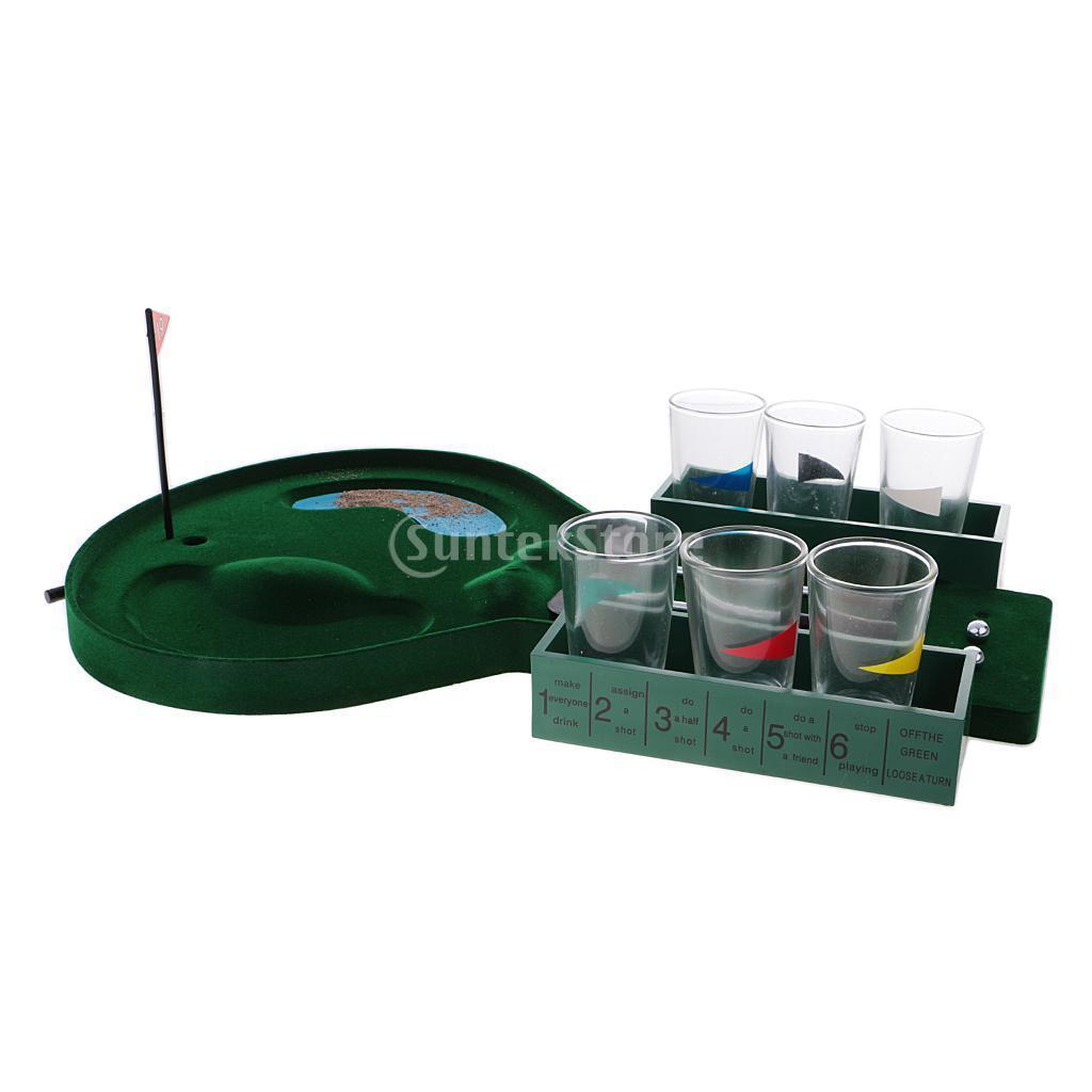 Mini Table Top Golf Drinking Game Set with Shot Glasses