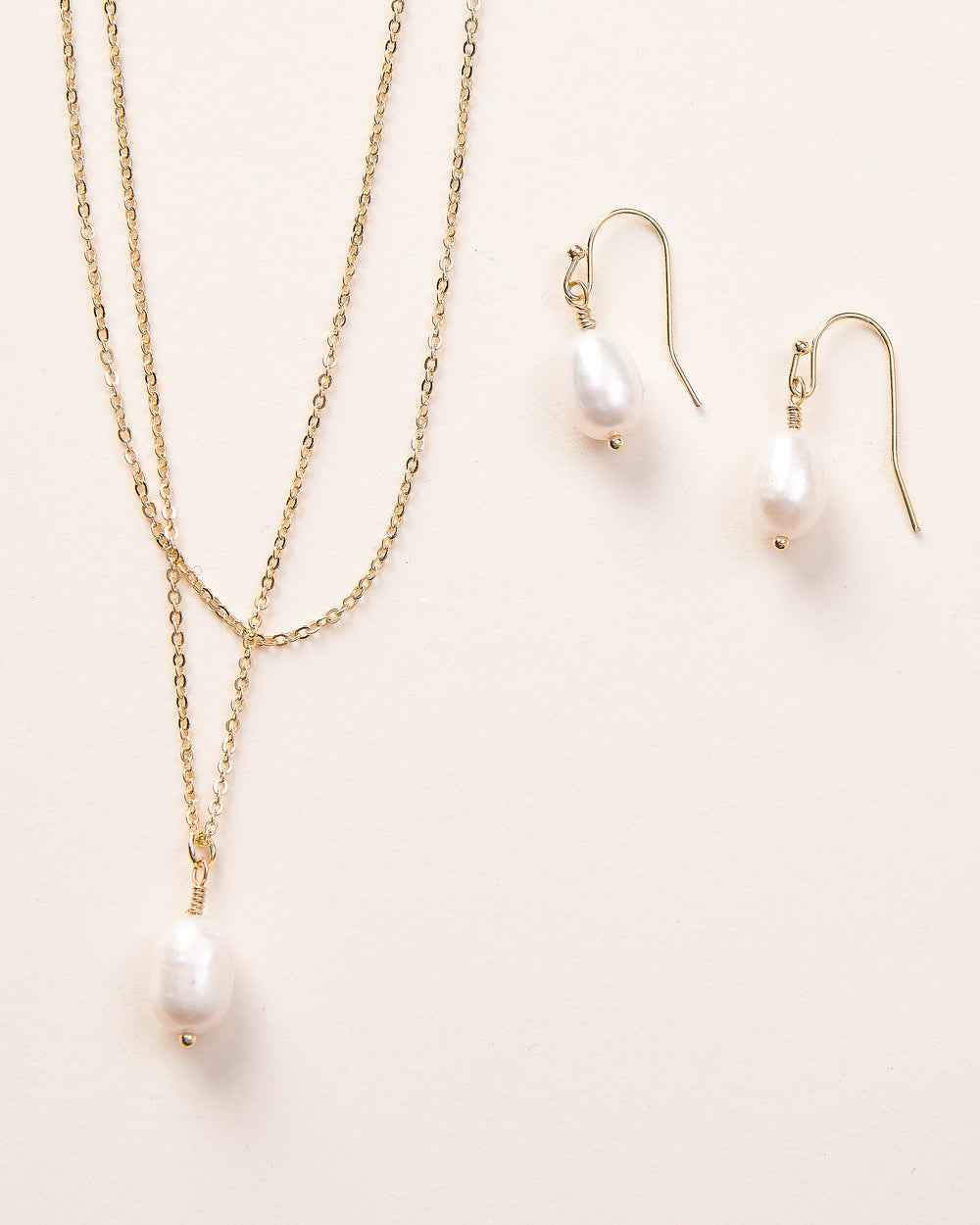 Layered Chain Pearl Drop Jewelry Set