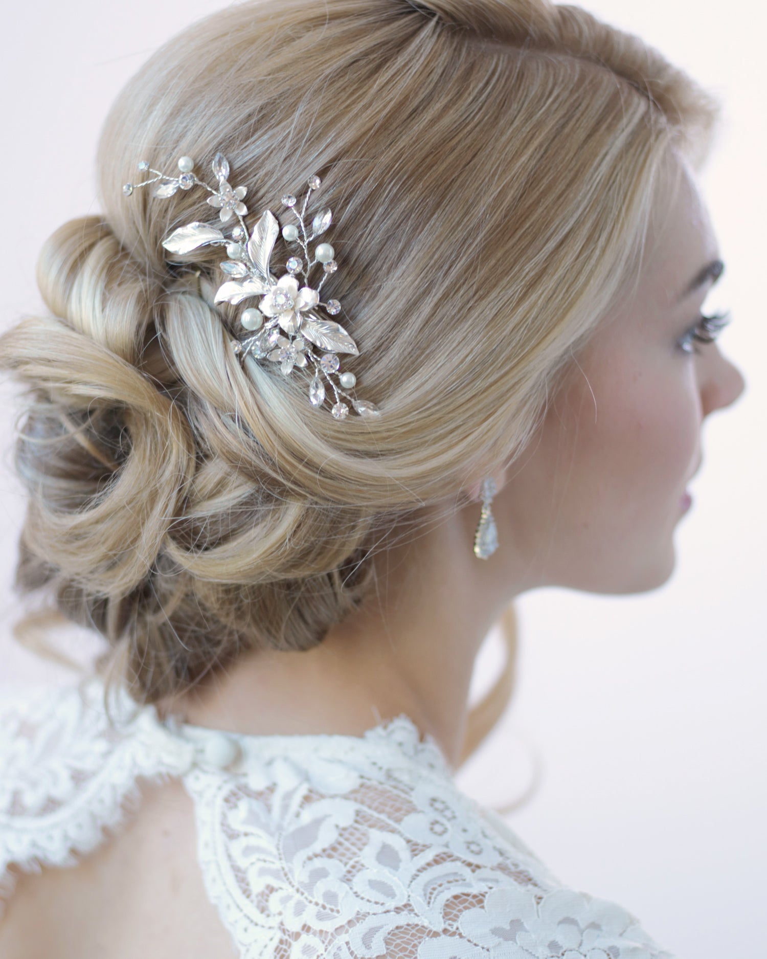 Petite Pearl & Floral Wedding Clip