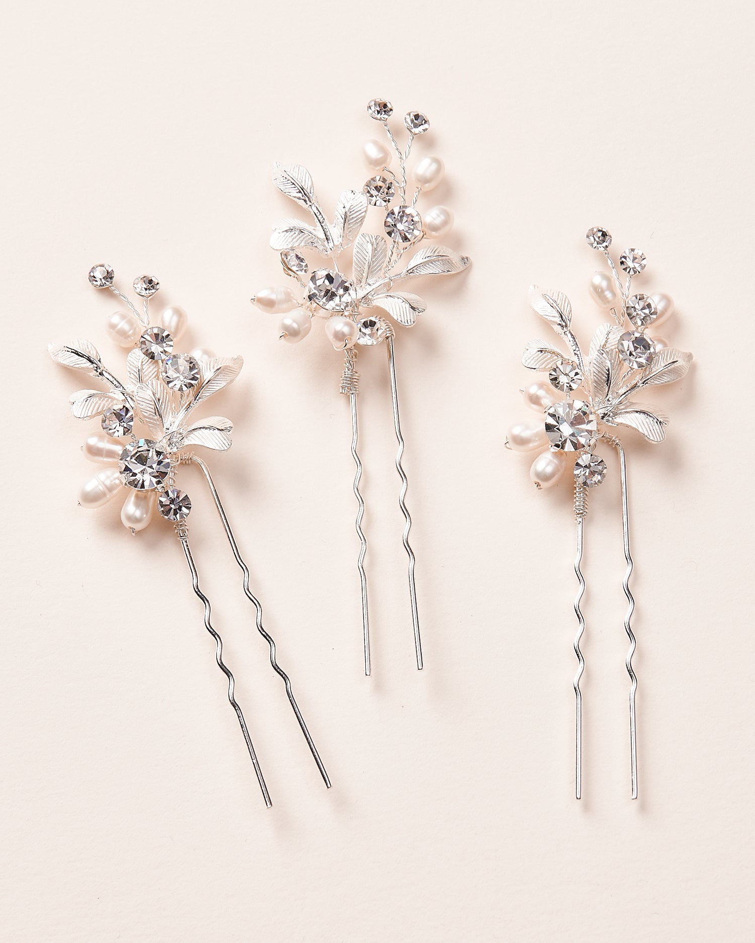 Freshwater Pearl & Crystal Hair Pins (Set of 3)