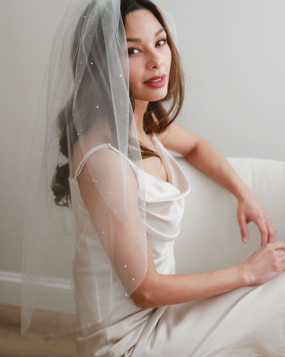 Scattered Rhinestone Veil