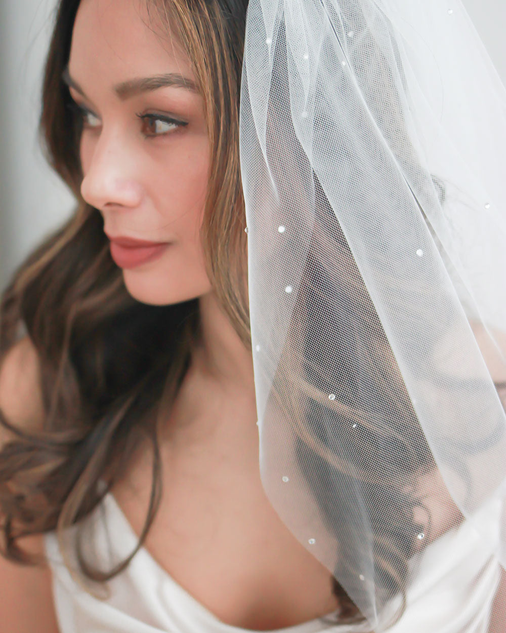 Scattered Rhinestone Veil