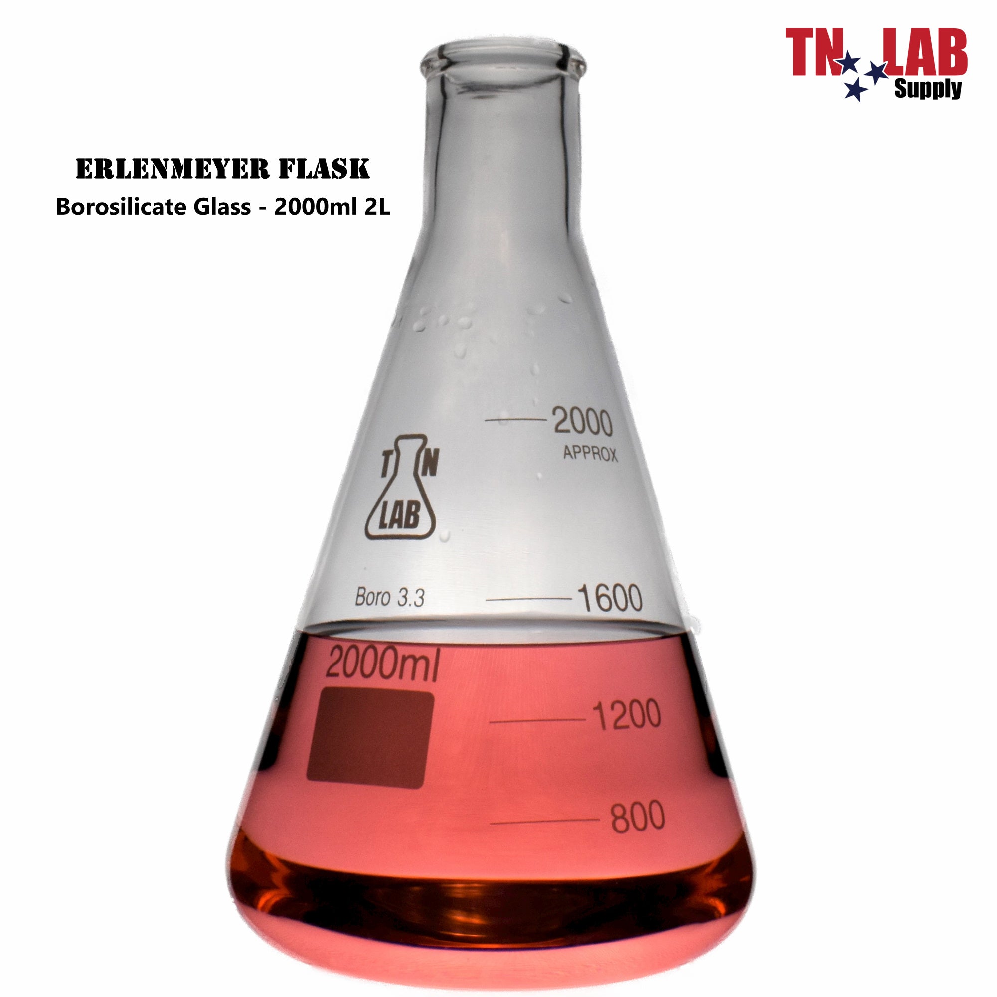 Erlenmeyer Flask Borosilicate Glass Conical Flask 2000ml 2L
