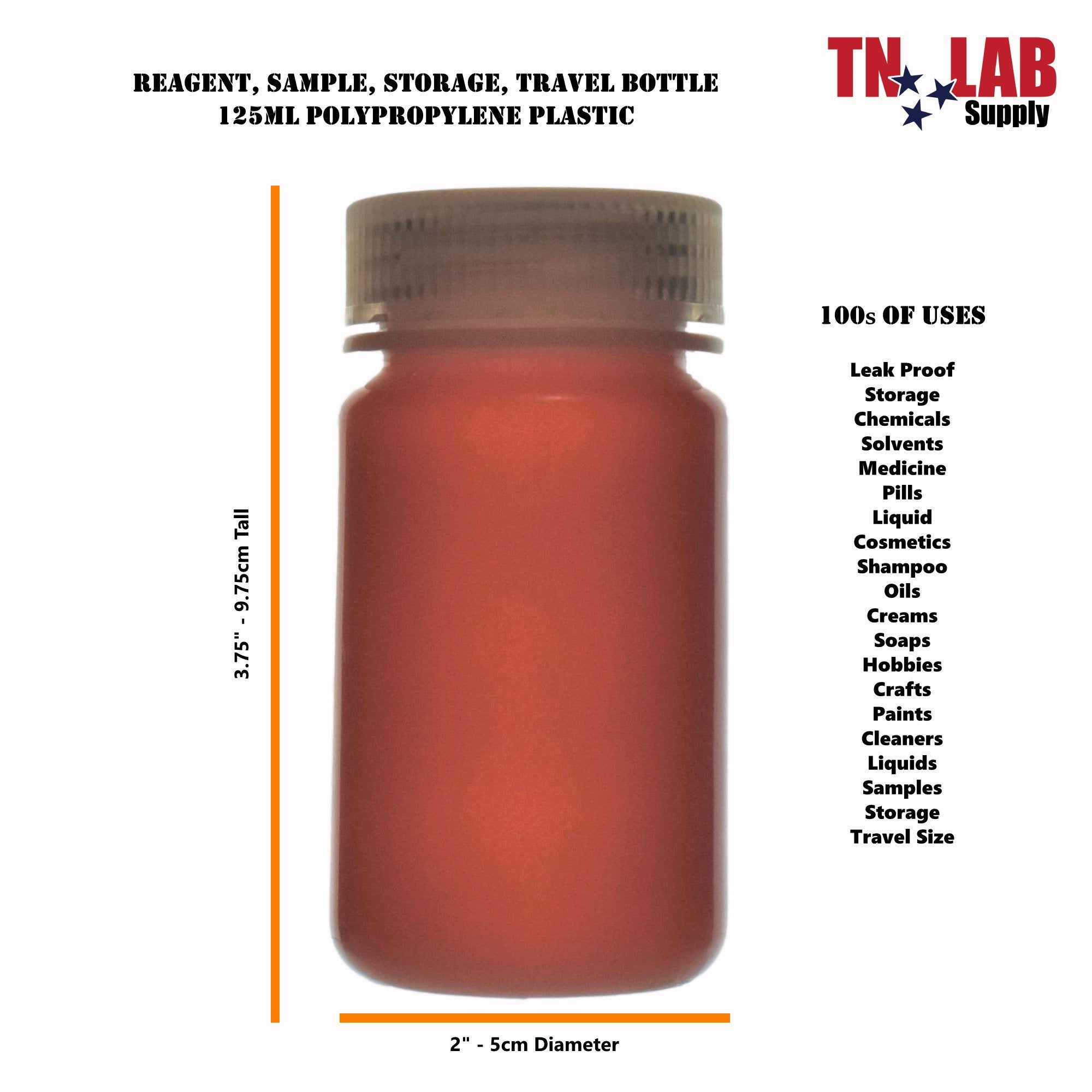 Reagent Wide-Mouth Sample Storage Bottle Polypropylene Plastic 125ml